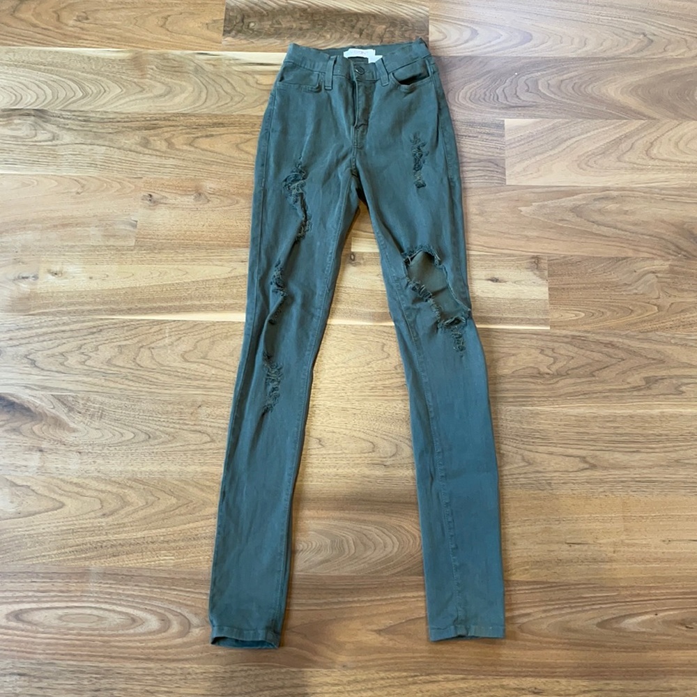 Forest green ripped jeans